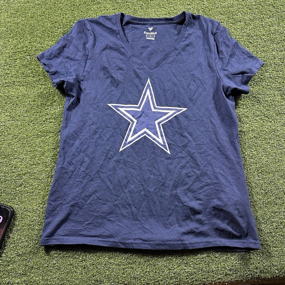 Dallas Cowboys Fanatics Women's Medium Navy V-Neck T-Shirt NWOT NFL
